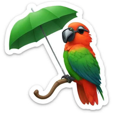 King parrot wearing sunglasses with an umbrella  sticker