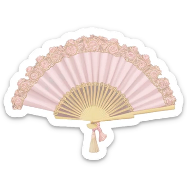 Rococo hand fan pale pink  sticker