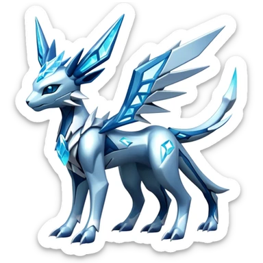 Futuristic Kyurem-Glaceon-dialga-suicune-hybrid, full body sticker