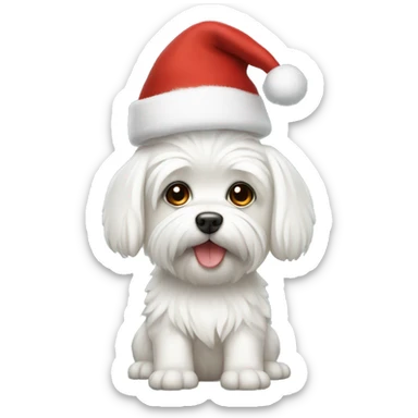 Maltese with Christmas hat  sticker
