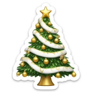 Christmas tree with white and gold decorations sticker