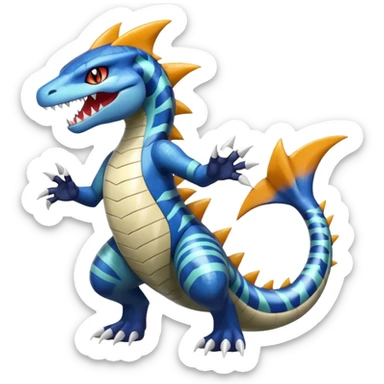 Meloetta-Garchomp-Feraligatr-Pokémon-Fakémon-fusion-hybrid-creature sticker