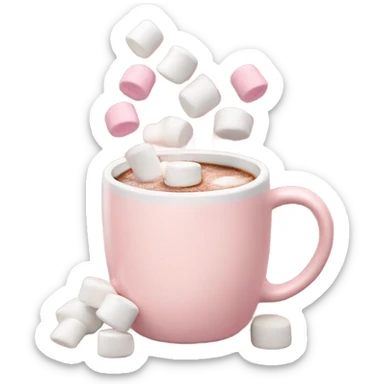 Light Pink mug of hot chocolate with marshmallows  sticker