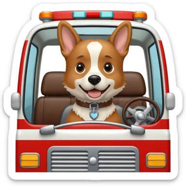 Dog driving ambulance  sticker