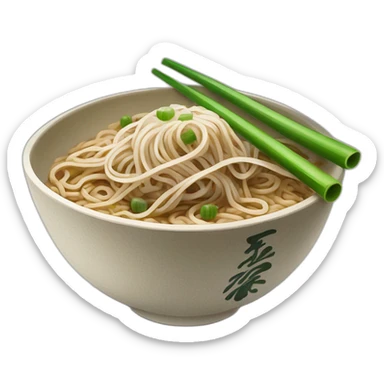 bowl of japanese buckwheat soba noodles with two chopsticks and spring onions sticker