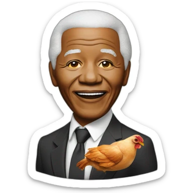Nelson Mandela with a whole roast chicken in his mouth sticker