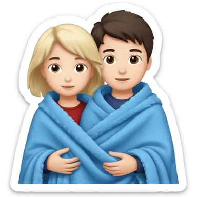 Boy and girl carrying blanket sticker