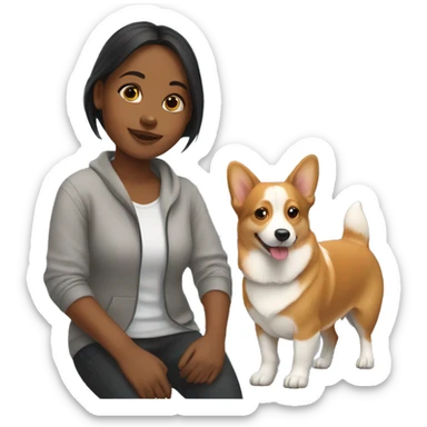 Girl with Corgi  sticker