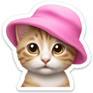 kitten with a pink hat sticker
