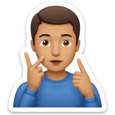 man showing shh to be quiet sticker