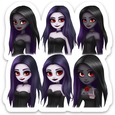 Elissabat -long-hair-dark-bloodred-and-black-vampire-goth-makeup-pinkeyes-romanticgothcloses- sticker