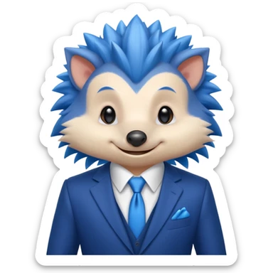 blue hedgehog groom sticker