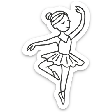 ballerina hand drawn icon sticker