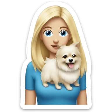Blonde girl blue eyes holding spitz  sticker