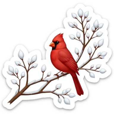 cardinal on snowy branch sticker