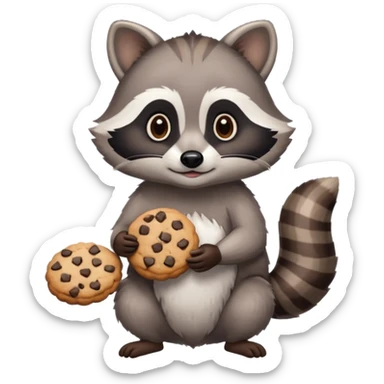 A raccoon is holding a cookie in his hands sticker