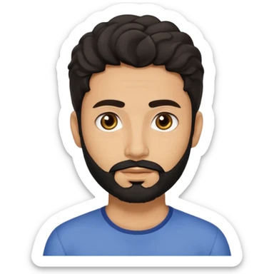 young lightskin Pakistani man with black beard wavy hair and almond shaped brown eyes and thick eyebrows sticker