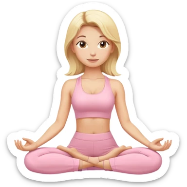 blonde yoga girl light pink clothes n sticker