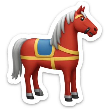 Red wooden horse with Swedish design sticker