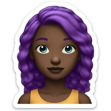 dark-skinned girl with purple hair and blue eyes sticker