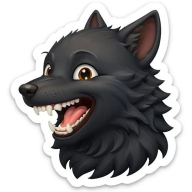 a black wolf laughing really hard sticker