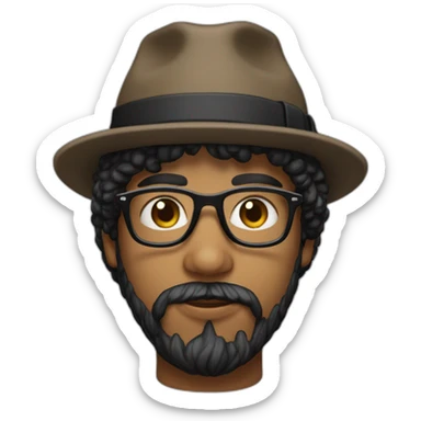Un joven con gafas, pelo negro, barba y una gorra  sticker