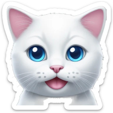 white cat with blue eyes and a pink bow sticker