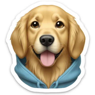 Golden retriever wearing a hoodie sticker