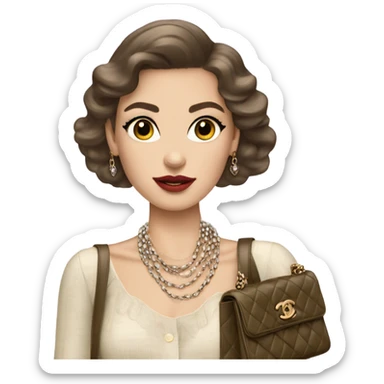 light-skinned Brunette Chanel girl with Miumiu bag and a Chanel necklace  sticker