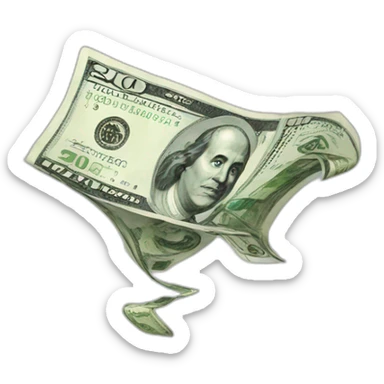 Money flying sticker