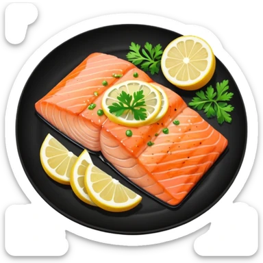 Grilled Salmon With Lemon Butter on a black plate sticker