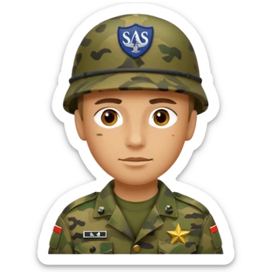 salotiertem Soldaten in Tarnfarbe und den SAS Buchstaben auf der Mütze und Uniform sticker