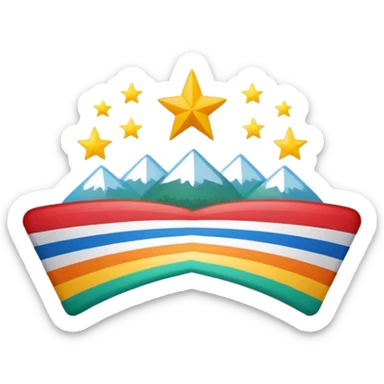 A country with black lines 5 white stars in middle and colorfull sticker