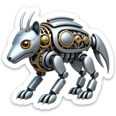 Futuristic mechanical alloy animal-creature sticker