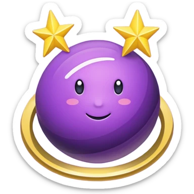 Purple planet, yellow star rings sticker