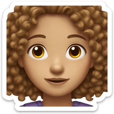 fair skinned girl with brown curly hair and light brown eyes sticker