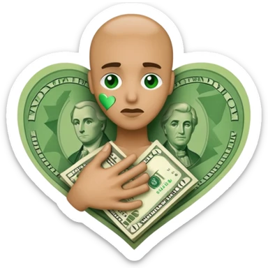 A broken heart glued together by dollars sticker