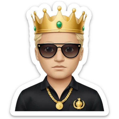 un principe con una corona de rolex con unos lentes Versace máscara todos negros y una camisa chemise Lacoste sticker