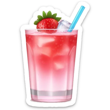 strawberry pink drink with ice sticker