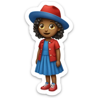 Little girl with red hat and bleu dress sticker