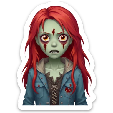 garota zumbi assustadora com o cabelo vermelho longo sticker