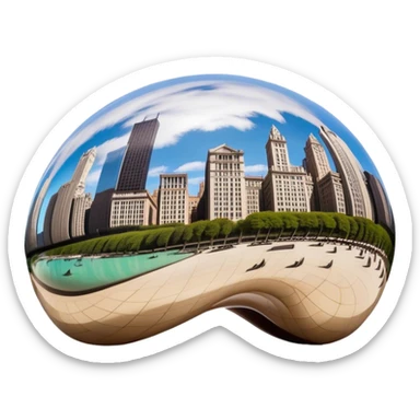 Chicago bean with city reflection sticker