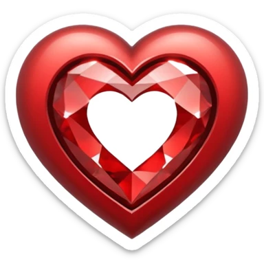 A hollow circle with a heart in it, inside the heart is a diamond sticker