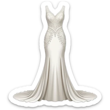 Hyper Realistic ornate 
Minimalistic diamonds and peals sheath Wedding dress displays sticker