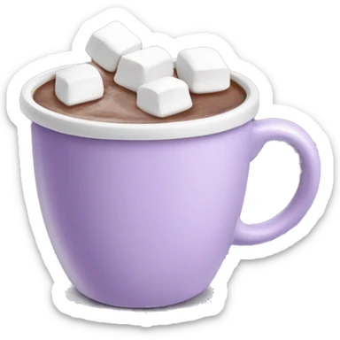 Light purple mug of hot chocolate with marshmallows  sticker