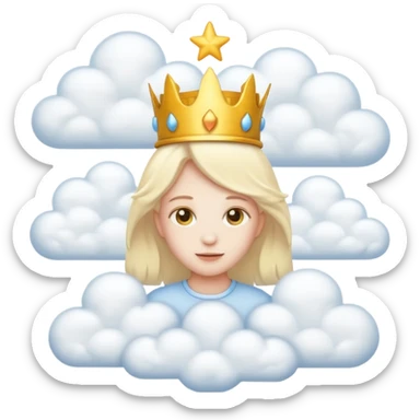 heaven filled with fluffy clouds, golden castles, and cute angels in emoji style sticker