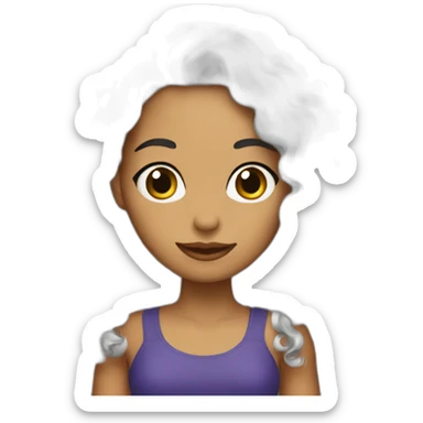 adulta y cabello largo rizado negro sticker