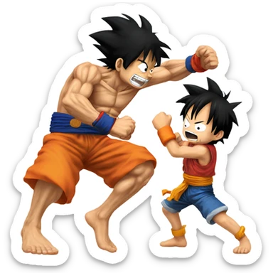 Luffy punching goku sticker