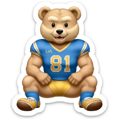 Can you create a emoji of threw Nebraska Cornhusker mascot sitting on top of the UCLA Bruin mascot sticker