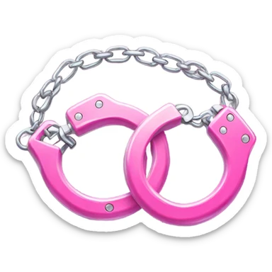2 Pink metal handcuffs connected with a chain sticker